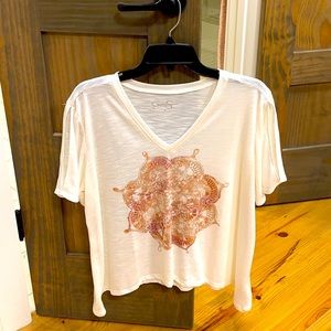 Cream Cotton Blouse w/cold shoulder